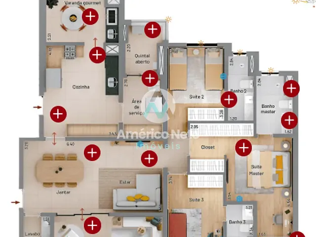 Apartamento 3 quartos e 4 banheiros, à venda, no bairro Jardim São Caetano em São Caetano do Sul