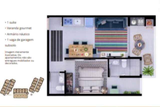 Apartamento 1 quarto e 1 banheiro, à venda, no bairro Praia Grande  em Ubatuba