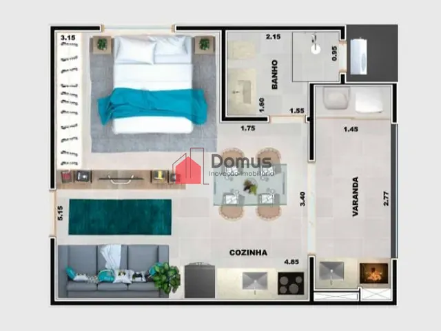 Apartamento 1 quarto e 1 banheiro, à venda, no bairro Praia Grande em Ubatuba