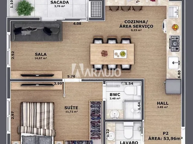 Apartamento 1 quarto e 1 banheiro, à venda, no bairro Centro em Itajaí