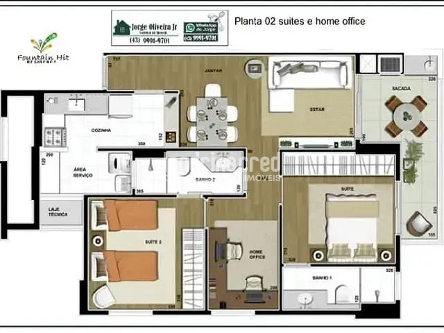 Apartamento 2 quartos e 2 banheiros, à venda, no bairro Guanabara Parque Boulevard em Londrina
