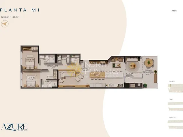 Apartamento com 132m² 2 quartos e 3 banheiros, à venda, no bairro Praia Brava em Florianópolis