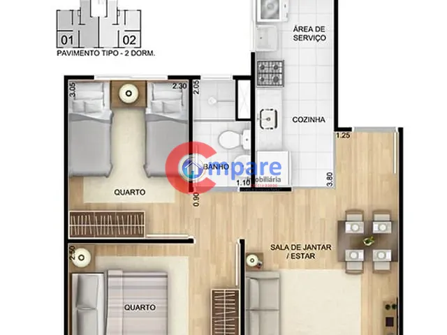 Apartamento com 39m² 2 quartos e 1 banheiro, à venda, no bairro Vila Nova Bonsucesso em Guarulhos