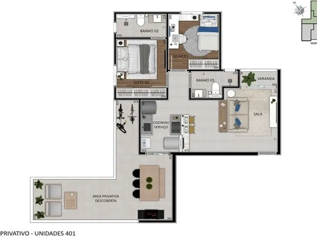 Apartamento com 480m² 2 quartos e 2 banheiros, à venda, no bairro Santa Branca em Belo Horizonte