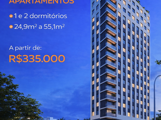 Apartamento 1 quarto e 1 banheiro, à venda, no bairro Centro em Curitiba