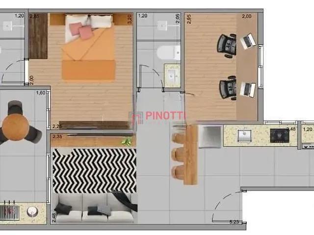 Apartamento 2 quartos e 1 banheiro, à venda, no bairro Jardim Portugal em São Bernardo do Campo