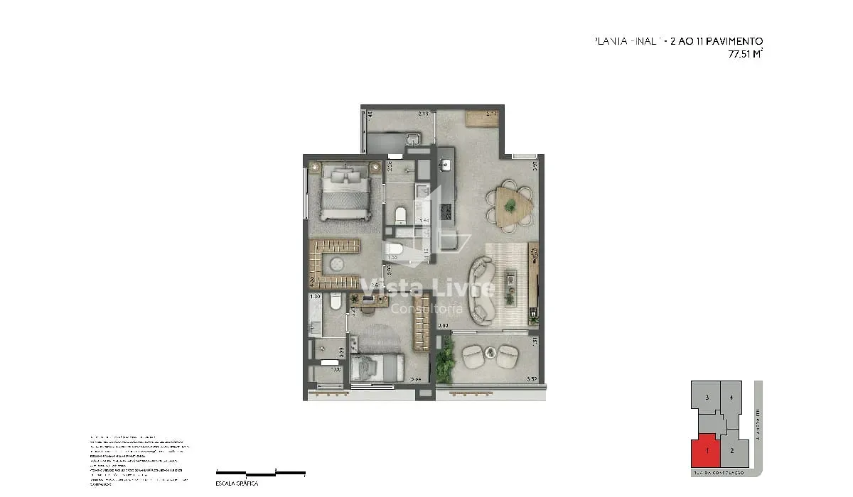 Apartamento, 2 quartos, 77 m² - Foto 1