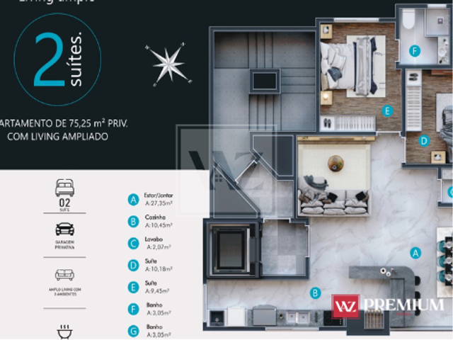 Apartamento 2 quartos e 3 banheiros, à venda, no bairro Meia Praia em Itapema