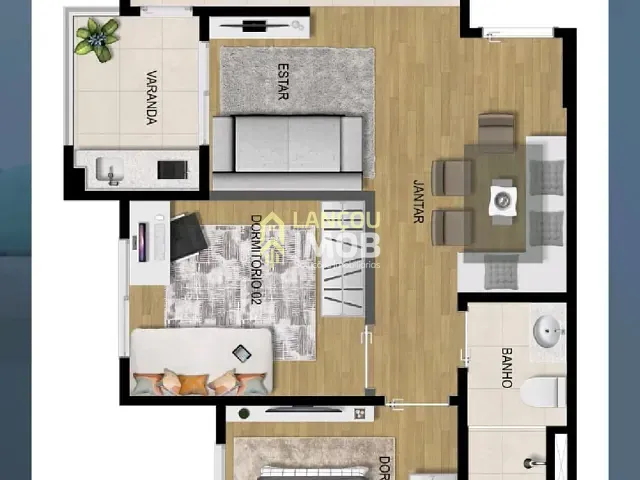 Apartamento 2 quartos e 1 banheiro, à venda, no bairro Jardim Carolina em Jundiaí