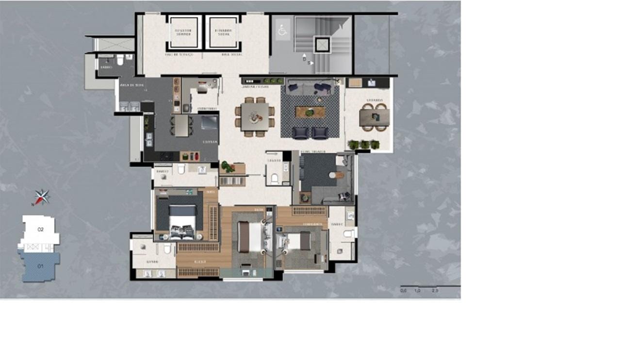 Apartamento 4 quartos, 4 banhos, 4 vagas, 3 suítes, alto padrão de acabamento, à venda, Serra, Belo Horizonte, MG  Luxo, conforto e segurança. Imóvel novo. miniatura 9