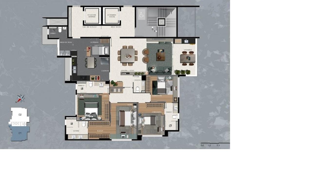 Apartamento 4 quartos, 4 banhos, 4 vagas, 3 suítes, alto padrão de acabamento, à venda, Serra, Belo Horizonte, MG  Luxo, conforto e segurança. Imóvel novo. miniatura 8