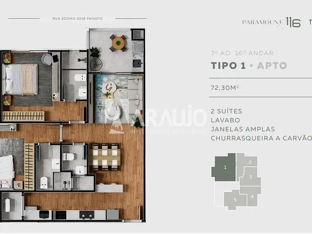Apartamento com 154m² 2 quartos e 3 banheiros, à venda, no bairro Centro em Itajaí
