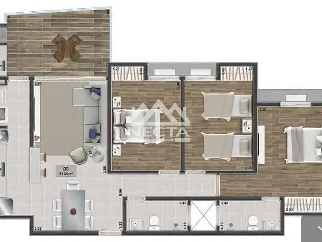 Cobertura / Penthouse com 111m² 3 quartos e 4 banheiros, à venda, no bairro Balneário Forest em Caraguatatuba