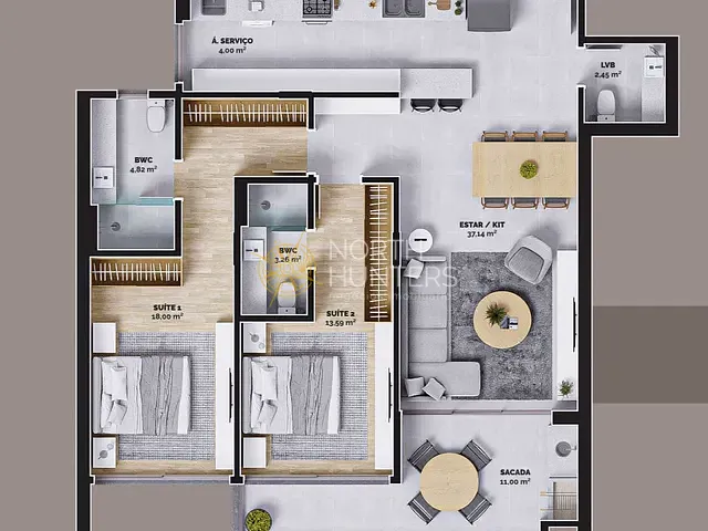 Apartamento com 134m² 2 quartos e 3 banheiros, à venda, no bairro Jurerê em Florianópolis