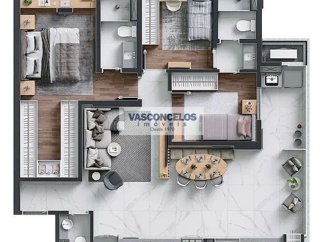 Apartamento 2 quartos e 2 banheiros, à venda, no bairro Jardim das Colinas em São José dos Campos