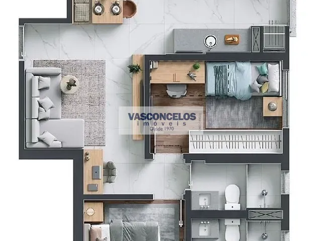 Apartamento 2 quartos e 2 banheiros, à venda, no bairro Jardim das Colinas em São José dos Campos