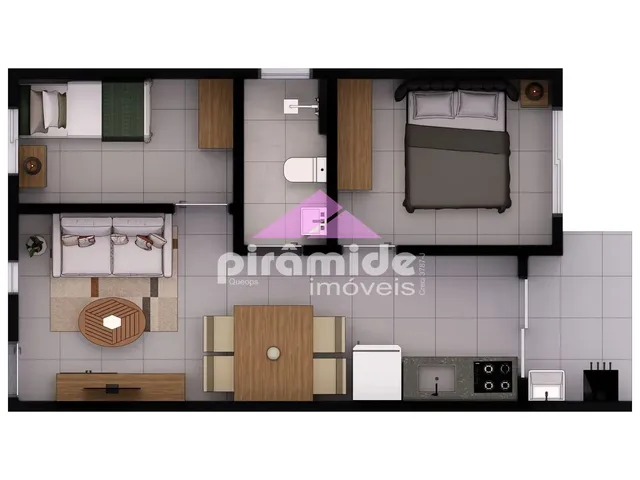 Apartamento com 10m² 2 quartos e 1 banheiro, à venda, no bairro Jardim Beira Rio em Ubatuba