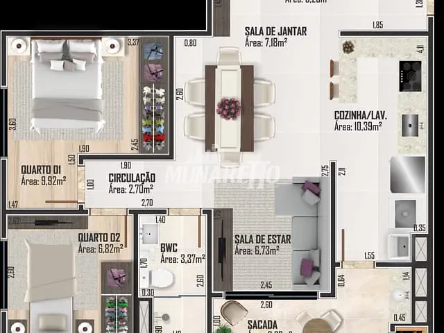Apartamento com 99m² 2 quartos e 1 banheiro, à venda, no bairro Parque de Exposições em Concórdia
