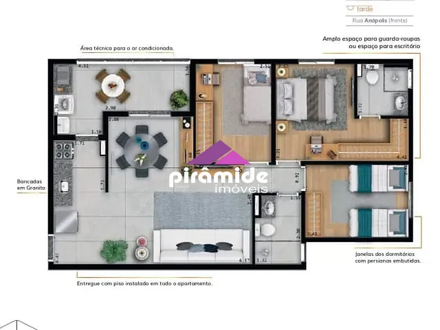 Apartamento com 80m² 2 quartos e 1 banheiro, à venda, no bairro Parque Industrial em São José dos Campos
