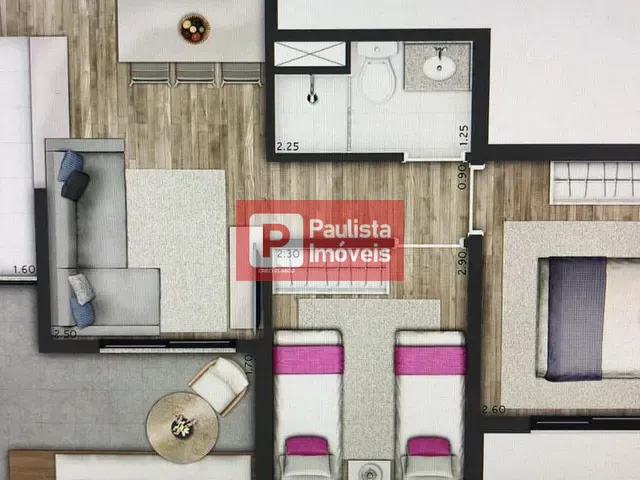 Apartamento com 58m² 2 quartos e 1 banheiro, para alugar, no bairro Pinheiros em São Paulo