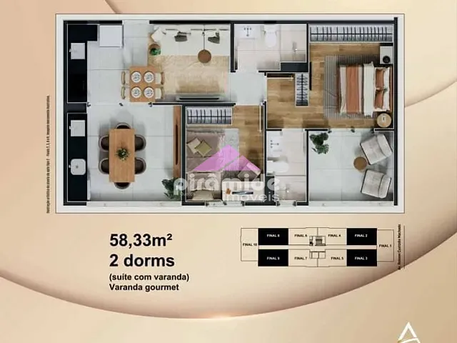 Apartamento com 58m² 2 quartos e 2 banheiros, à venda, no bairro Floresta em São José dos Campos