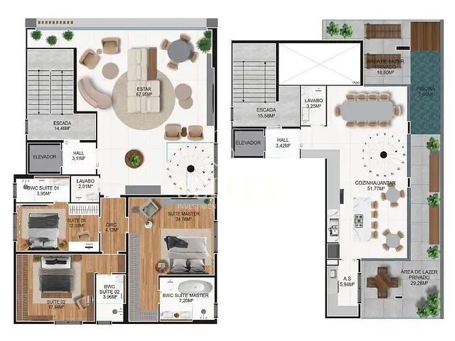 Apartamento com 355m² 3 quartos e 4 banheiros, à venda, no bairro Praia Brava em Itajaí