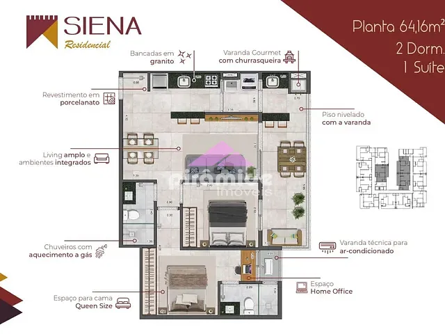 Apartamento com 64m² 2 quartos e 2 banheiros, à venda, no bairro Itagua em Ubatuba