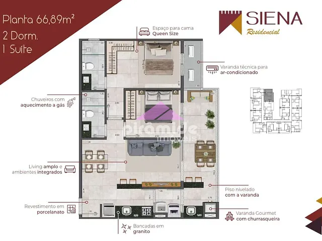 Apartamento com 67m² 2 quartos e 2 banheiros, à venda, no bairro Itagua em Ubatuba
