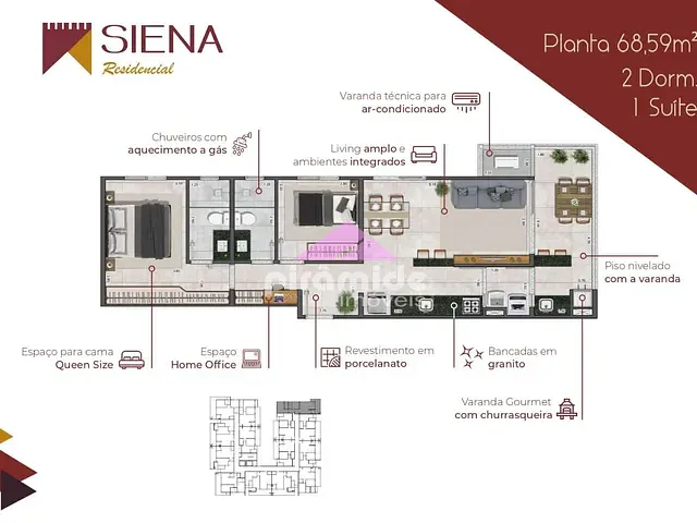 Apartamento com 69m² 2 quartos e 2 banheiros, à venda, no bairro Itagua em Ubatuba