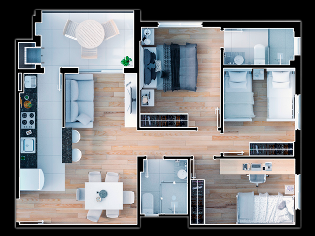 Apartamento com 66m² 3 quartos e 2 banheiros, à venda, no bairro Contorno em Ponta Grossa