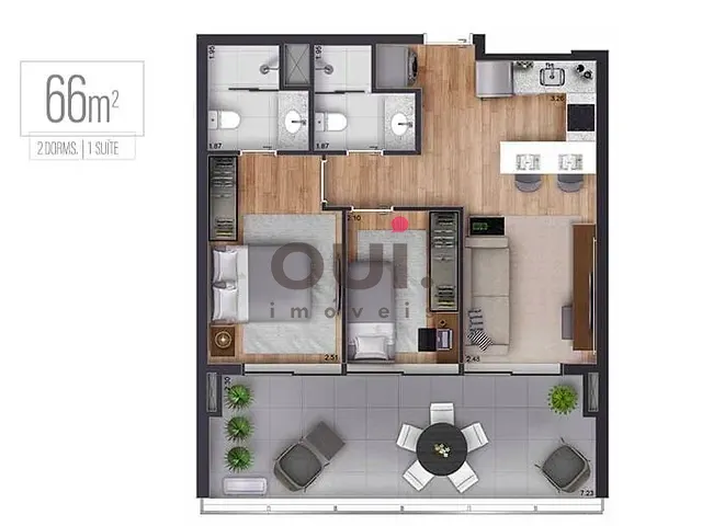 Apartamento com 80m² 2 quartos e 2 banheiros, à venda, no bairro Pinheiros em São Paulo