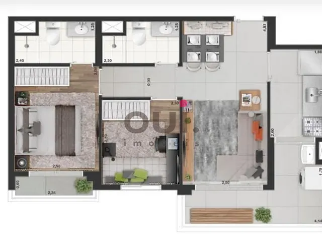 Apartamento com 70m² 2 quartos e 2 banheiros, à venda, no bairro moema em São Paulo