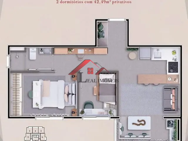 Apartamento com 42m² 2 quartos e 1 banheiro, à venda, no bairro Vila Dom Pedro I em São Paulo