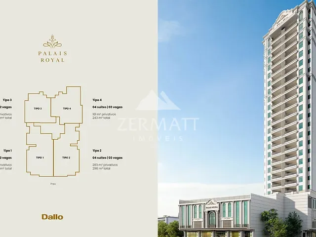 Apartamento com 243m² 3 quartos e 4 banheiros, à venda, no bairro Pereque em Porto Belo