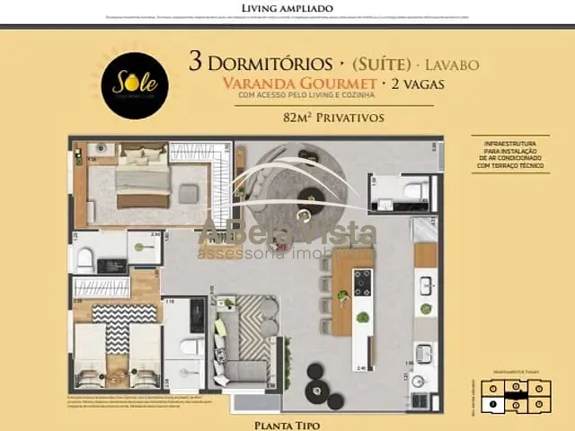 Apartamento 3 quartos e 3 banheiros, à venda, no bairro Vila Osasco em Osasco