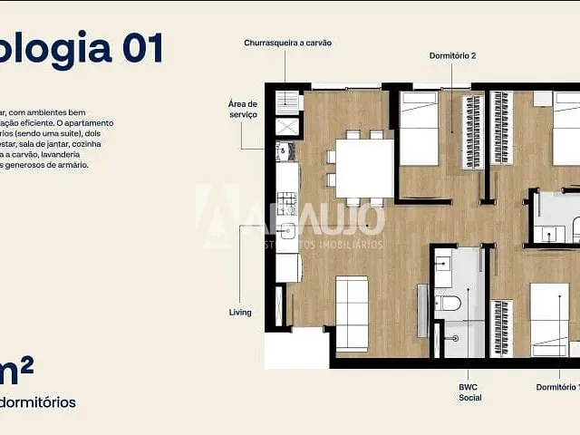 Apartamento 3 quartos e 2 banheiros, à venda, no bairro São João em Itajaí