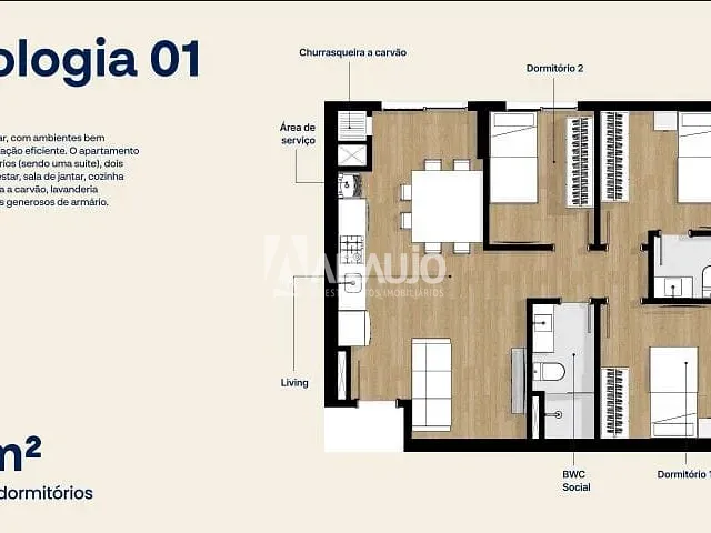 Apartamento com 66m² 3 quartos e 2 banheiros, à venda, no bairro São João em Itajaí