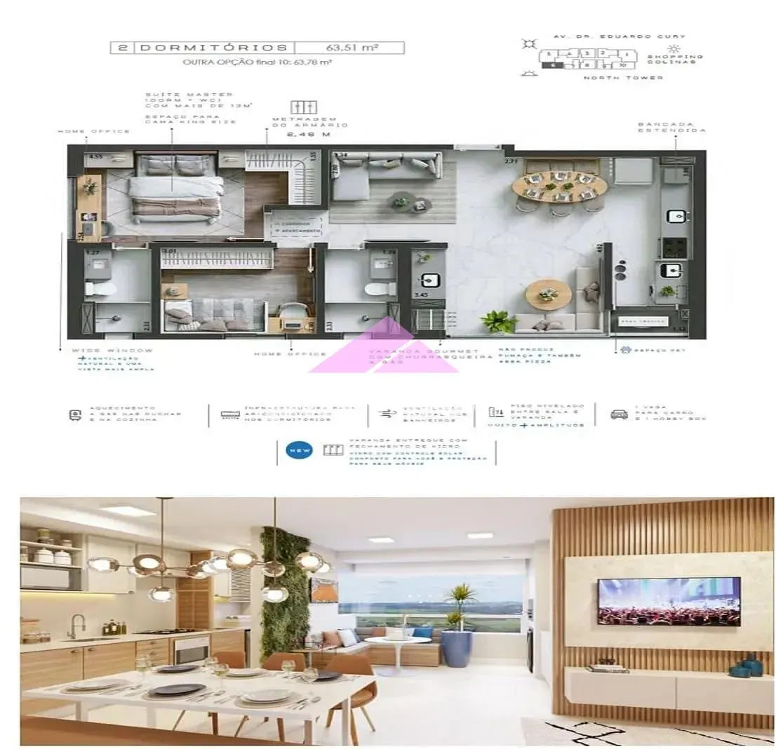 Apartamento, 2 quartos, 63 m² - Foto 1