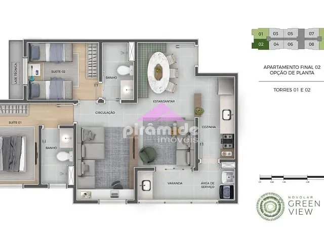 Apartamento com 67m² 3 quartos e 2 banheiros, à venda, no bairro Jardim das Indústrias em São José dos Campos