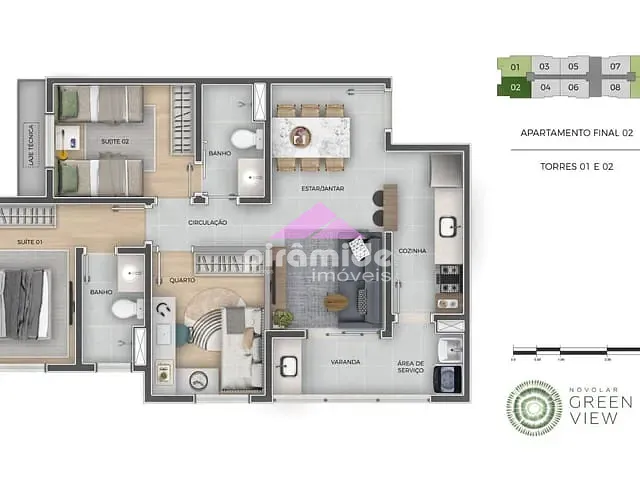 Apartamento com 67m² 3 quartos e 2 banheiros, à venda, no bairro Jardim das Indústrias em São José dos Campos