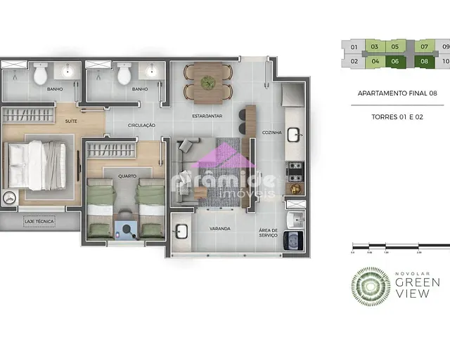 Apartamento com 54m² 2 quartos e 2 banheiros, à venda, no bairro Jardim das Indústrias em São José dos Campos