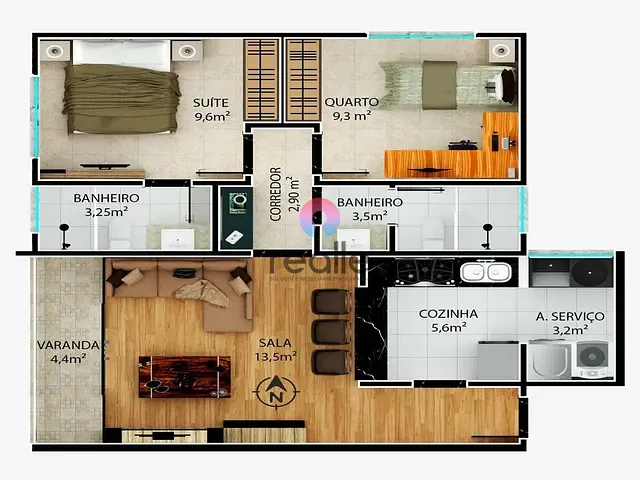Apartamento com 550m² 2 quartos e 2 banheiros, à venda ou para alugar, no bairro São Lucas em Belo Horizonte