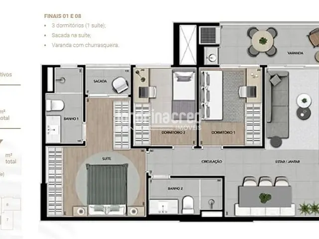 Apartamento com 177m² 3 quartos e 2 banheiros, à venda, no bairro Santa Rosa em Londrina