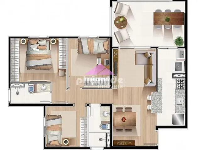 Apartamento com 80m² 3 quartos e 2 banheiros, à venda, no bairro Jardim Didinha em Jacareí