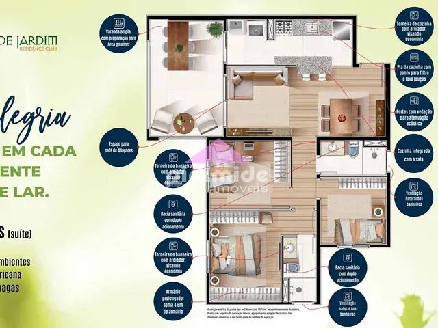Apartamento com 64m² 2 quartos e 2 banheiros, à venda, no bairro Jardim Didinha em Jacareí