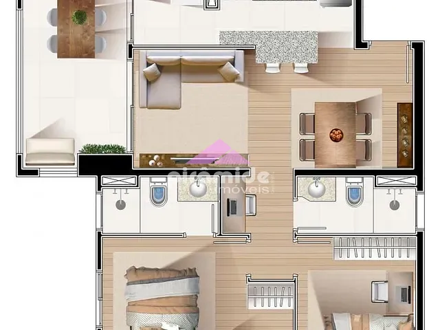 Apartamento com 64m² 2 quartos e 2 banheiros, à venda, no bairro Jardim Didinha em Jacareí