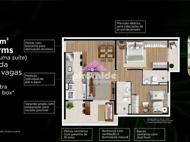 Apartamento com 65m² 2 quartos e 2 banheiros, à venda, no bairro Parque Industrial em São José dos Campos