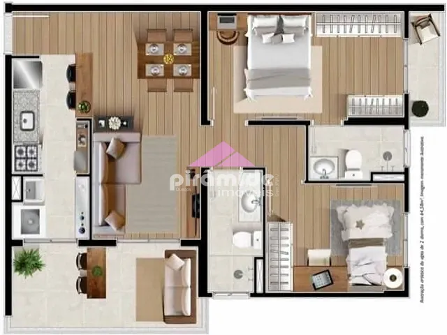Apartamento com 65m² 2 quartos e 2 banheiros, à venda, no bairro Parque Industrial em São José dos Campos