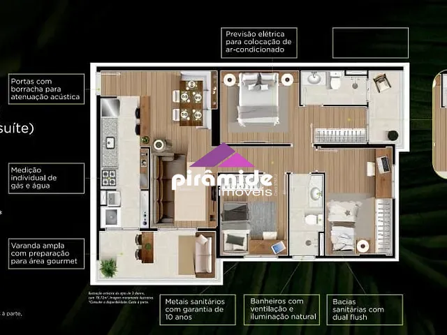 Apartamento com 80m² 3 quartos e 2 banheiros, à venda, no bairro Parque Industrial em São José dos Campos