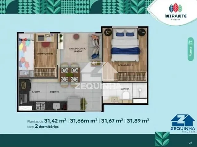 Apartamento com 32m² 2 quartos e 1 banheiro, à venda, no bairro Pirituba em Sao Paulo